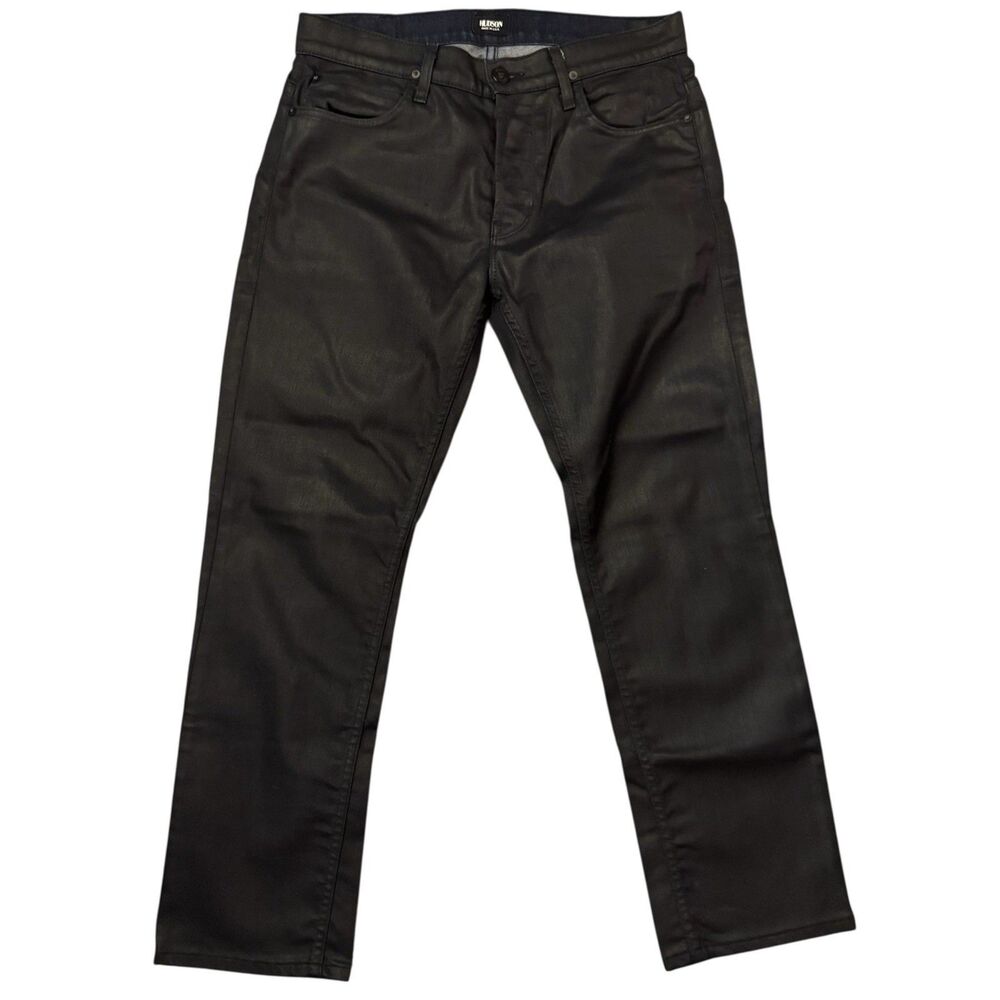Hudson Jeans Men‎ 30 Black Coated Dandy Slouchy Straight Button‑Fly